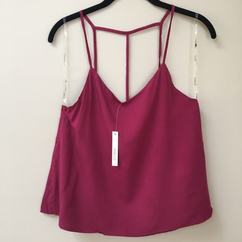 The Hanger Burgundy Strappy Lined Crop Camisole Small NWT